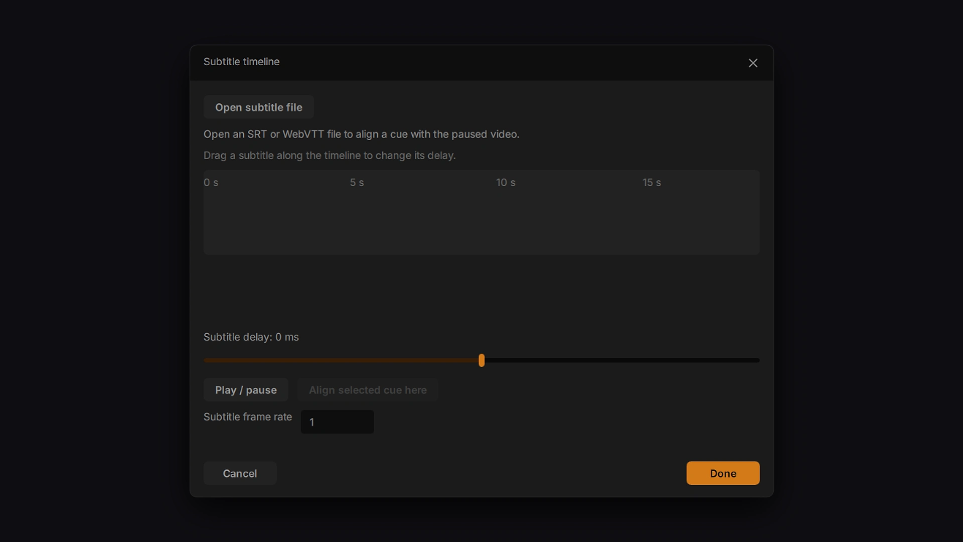 VLC Reimagined Subtitle timeline synchronization window